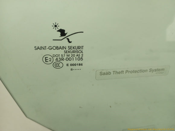 Saab 9-3 Passenger Right Front Door Window Glass