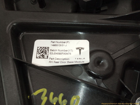 Tesla Model Y Passenger Right Rear Door Window Regulator