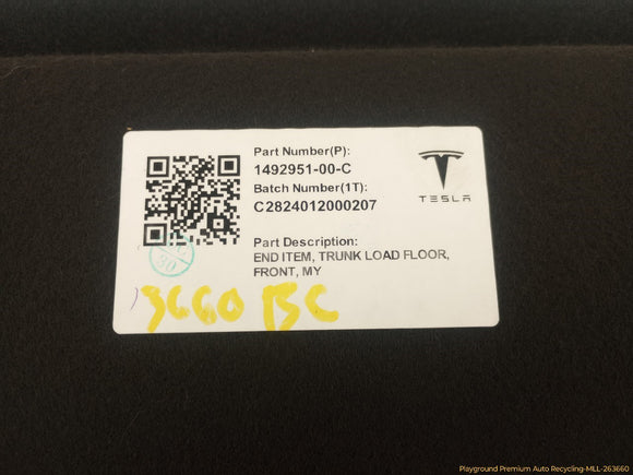 Tesla Model Y Rear Trunk Front Load Floor