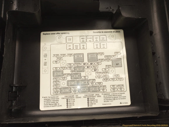 Hummer H2 Engine Fuse Box Cover