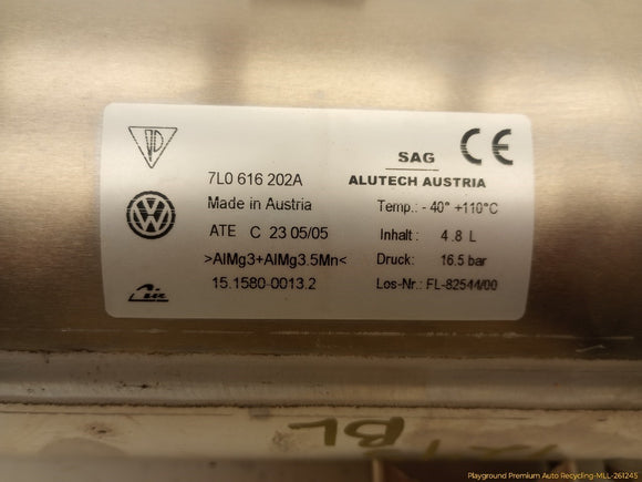 Porsche Cayenne Rear Air Suspension Pressure Accumulator Tank