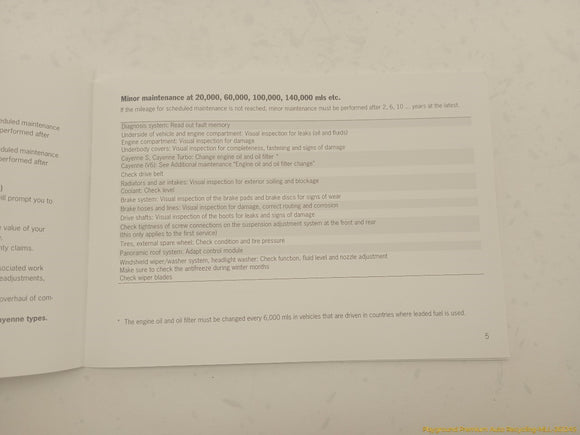 Porsche Cayenne Owner's Quick Reference Guide