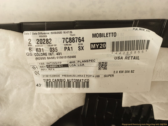 Alfa Romeo Stelvio Front Floor Center Console