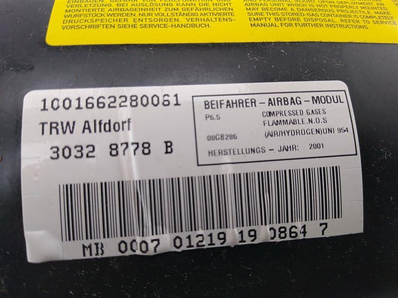 Mercedes SLK320 Front Right Dash Airbag