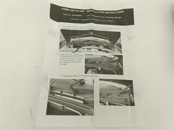 Land Rover 4.0SE Cabin Air Filter Kit