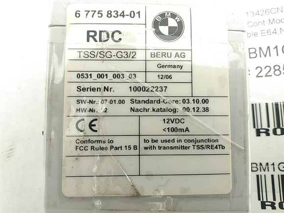 BMW 650I Tire Pressure Control Module