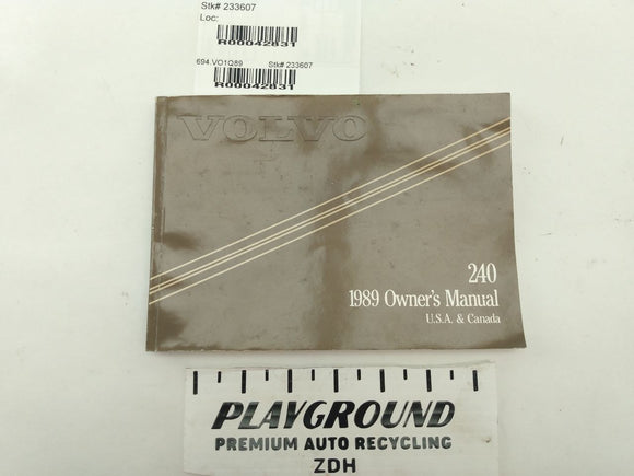 Volvo 240 Owners Manual