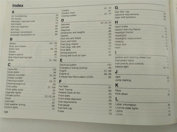 Volvo 240 Owners Manual