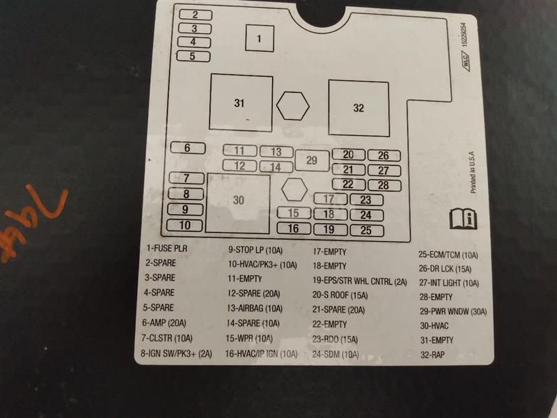 Pontiac Solstice Fuse Box Cover