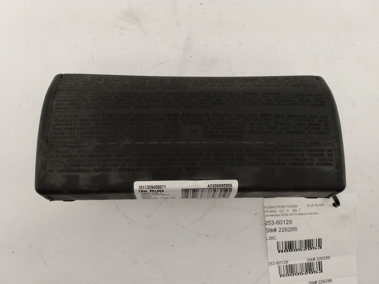 Mercedes SL500 Front Right Dash Air Bag