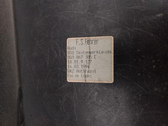 Audi Cabriolet Rear Left Interior Quarter Trim Panel