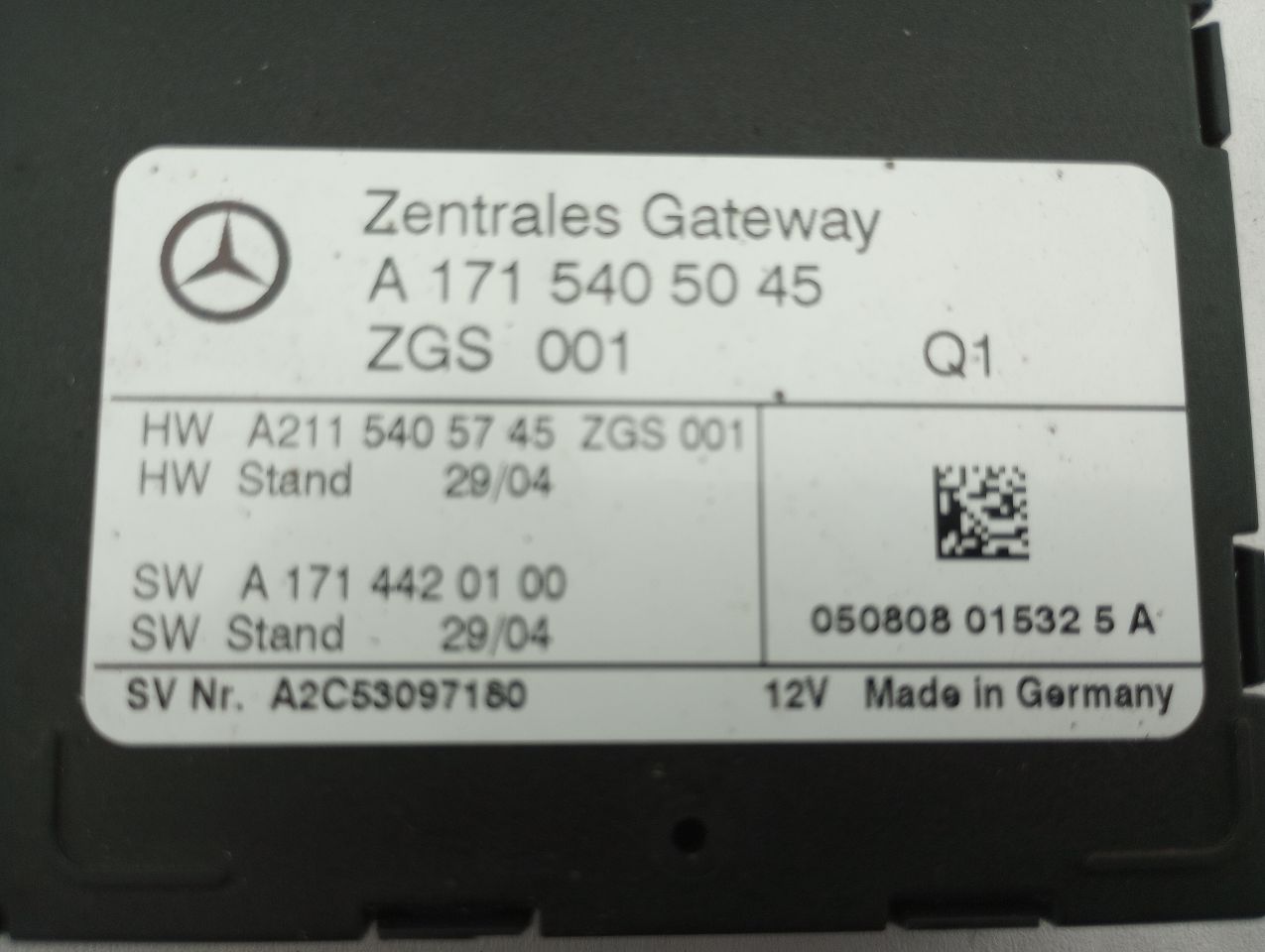 Mercedes SLK350 Central Gateway Module