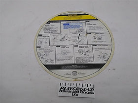 Cadillac Allante Spare Wheel Instruction Sheet