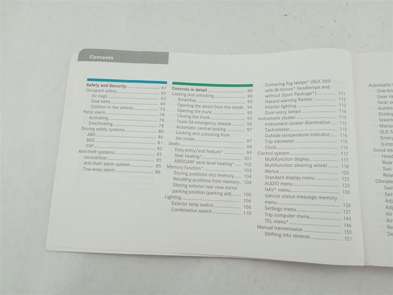 Mercedes SLK350 Owners Manual