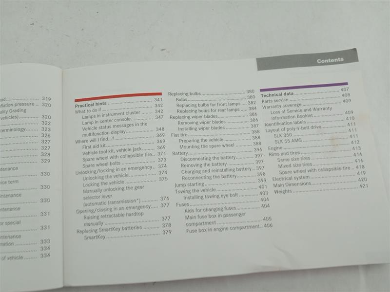 Mercedes SLK350 Owners Manual