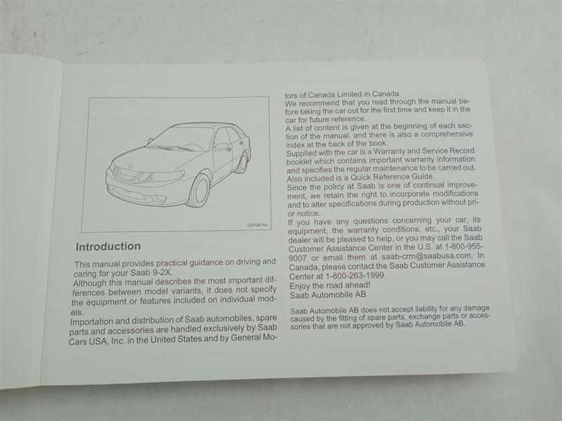 Saab 9-2X Owners Manual