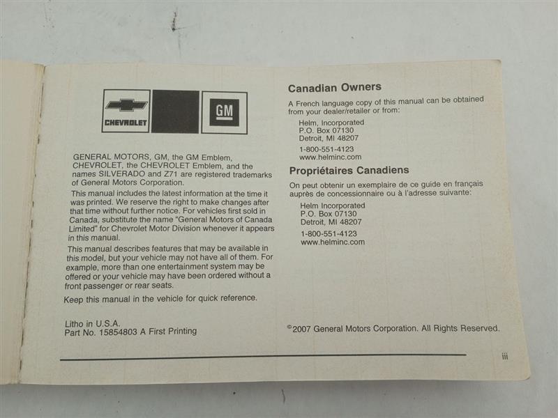 Chevrolet Silverado 1500 Owner's Manual