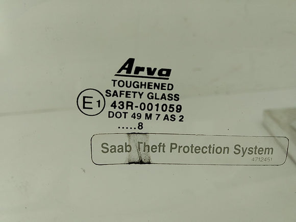 Saab 9-3 Passenger Right Front Door Window Glass
