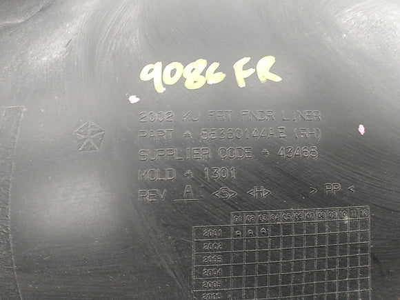 Jeep Liberty Passenger Right Front Inner Fender Liner