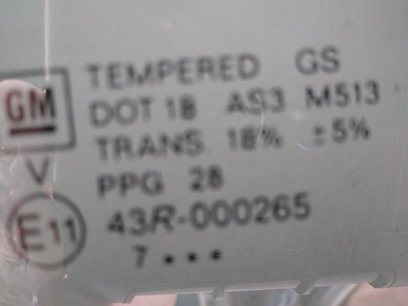 Hummer H3 Driver Left Rear Quarter Glass