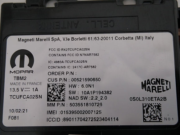 Alfa Romeo Giulia Radio Antenna Telematics Control Module