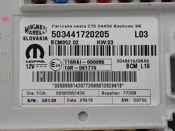 Alfa Romeo Giulia Body Control Module Fuse Relay Power Supply
