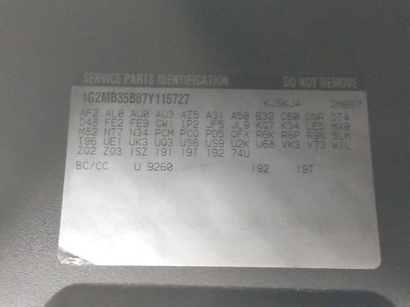 Pontiac Solstice Passenger Right Glove Box Compartment