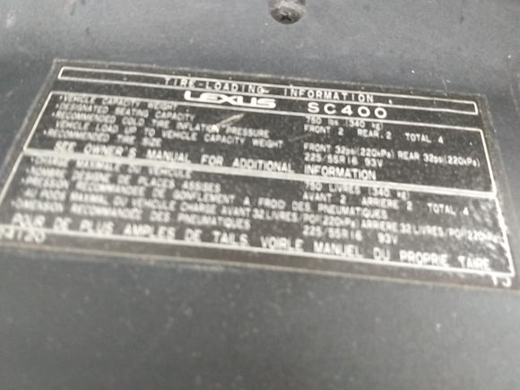 Lexus SC400 Passenger Right Glove Box Compartment