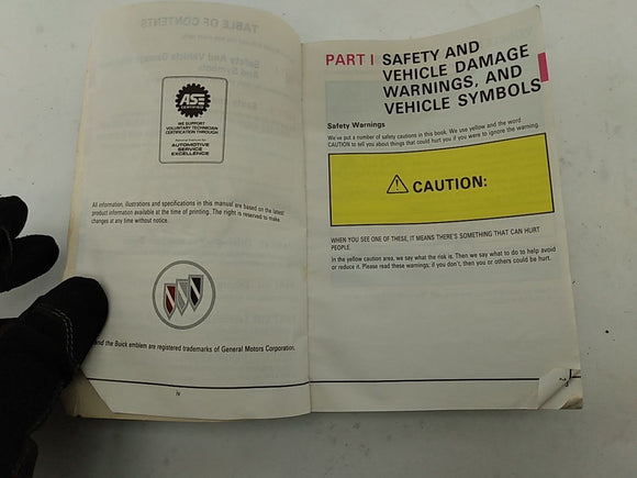 Buick Reatta Owners Manual Booklet