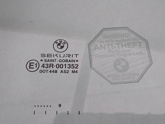 BMW 323i Driver Left Rear Quarter Window Glass