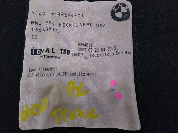 BMW 650i Trunk Lid Trim