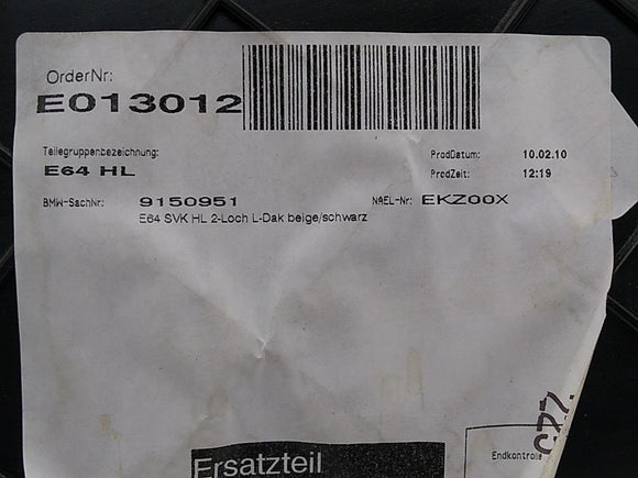 BMW 650i Driver Left Rear Quarter Trim Panel