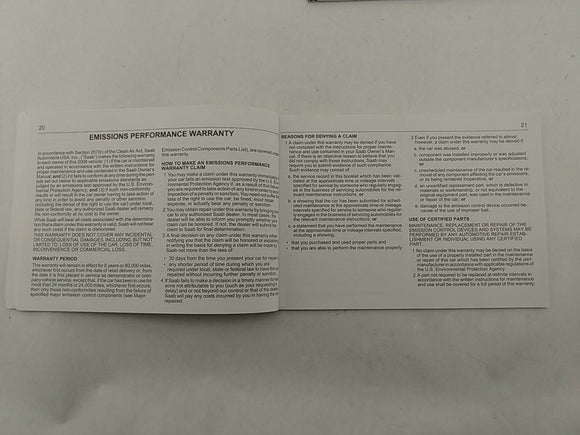 Saab 9-3 Owners Portfolio Manual Booklet