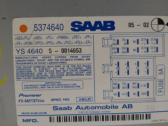Saab 9-5 Radio Receiver Cassette CD Player