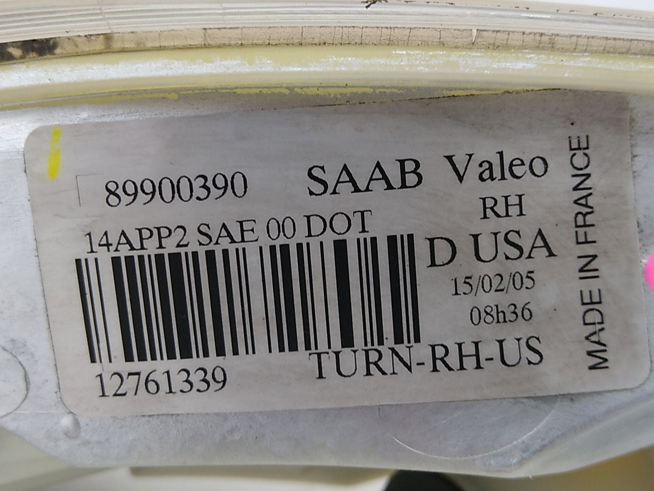 Saab 9-5 Passenger Right Front Turn Signal Lamp