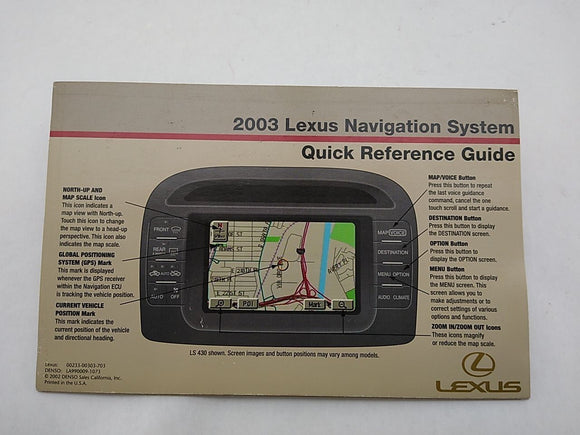 Lexus SC430 Owner's Manual Booklet