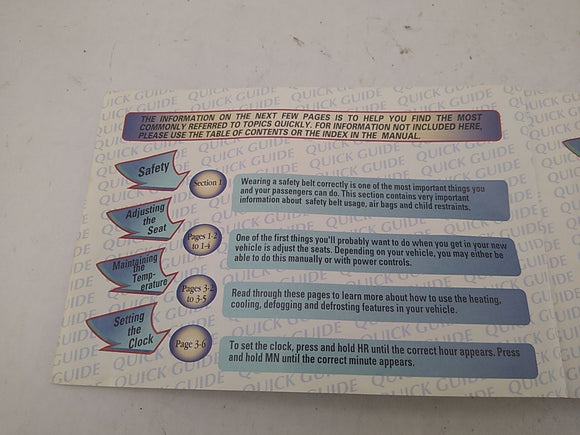 Chevrolet Camaro Owner's Manual Booklet