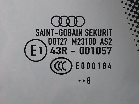 Audi TT Driver Leftt Rear Quarter Glass Window