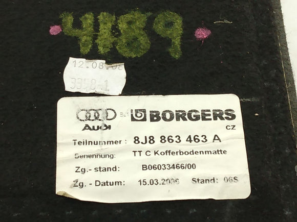 Audi TT Trunk Floor Spare Carpet Cover