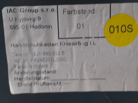 Audi TT Glove Box With Airbag