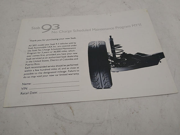 Saab 9-3 Owners Manual Booklet