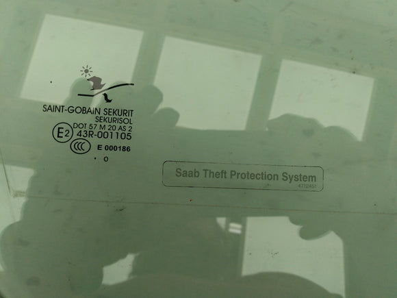 Saab 9-3 Passenger Right Front Door Window Glass