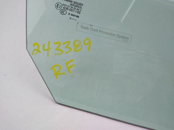 Saab 9-3 Passenger Right Front Door Window Glass