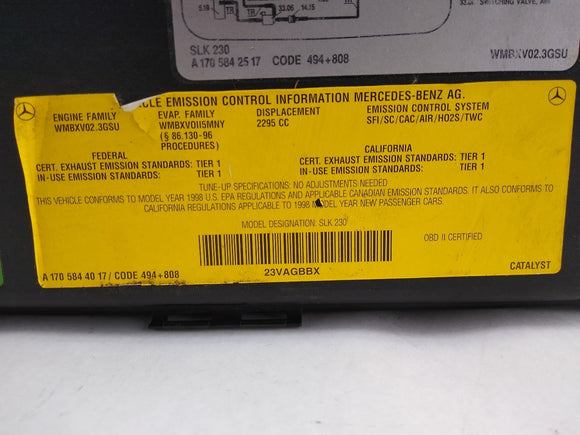 Mercedes SLK230 Engine Fuse Box Housing