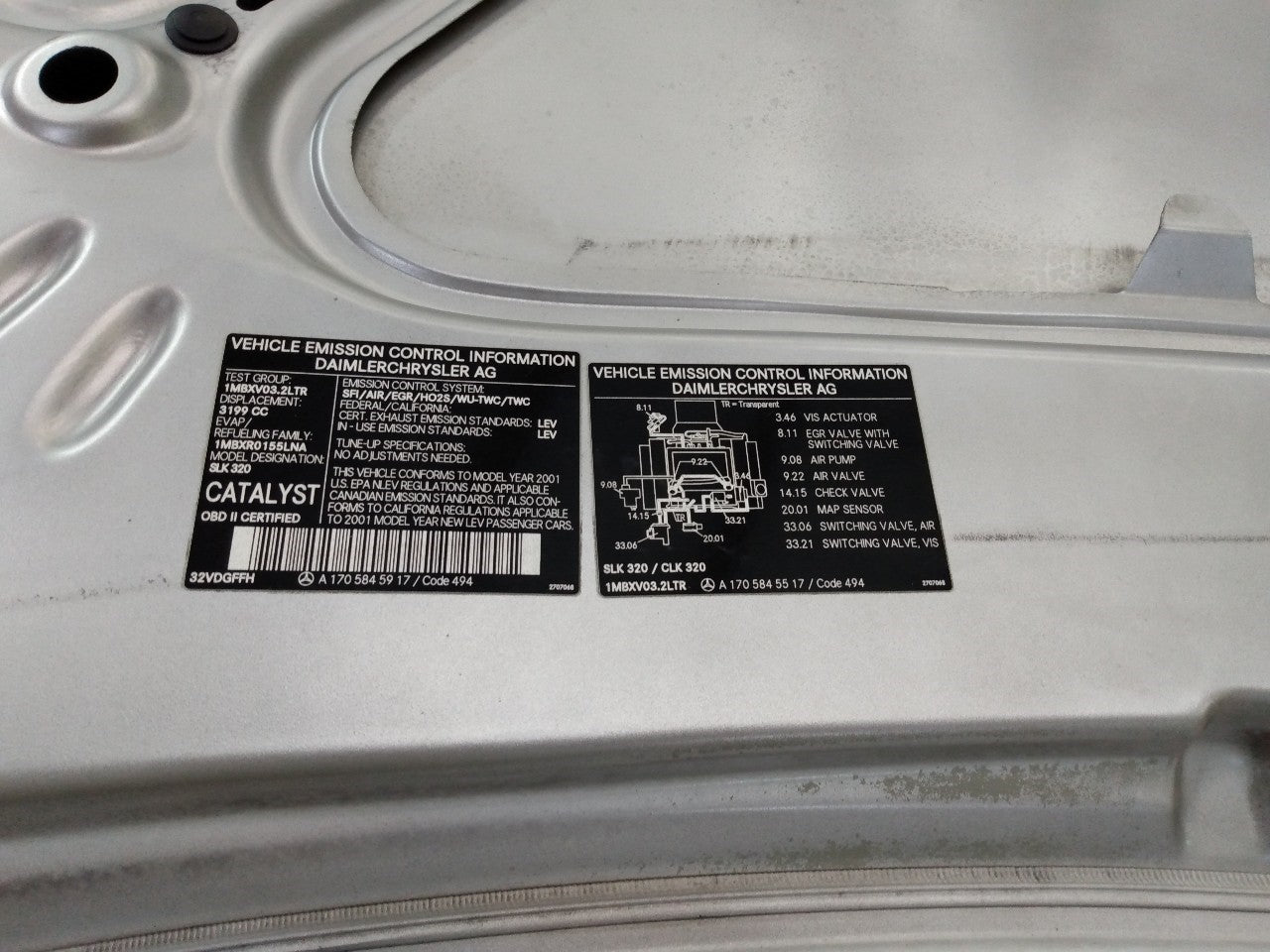 Mercedes SLK320 Hood Bonnet Panel
