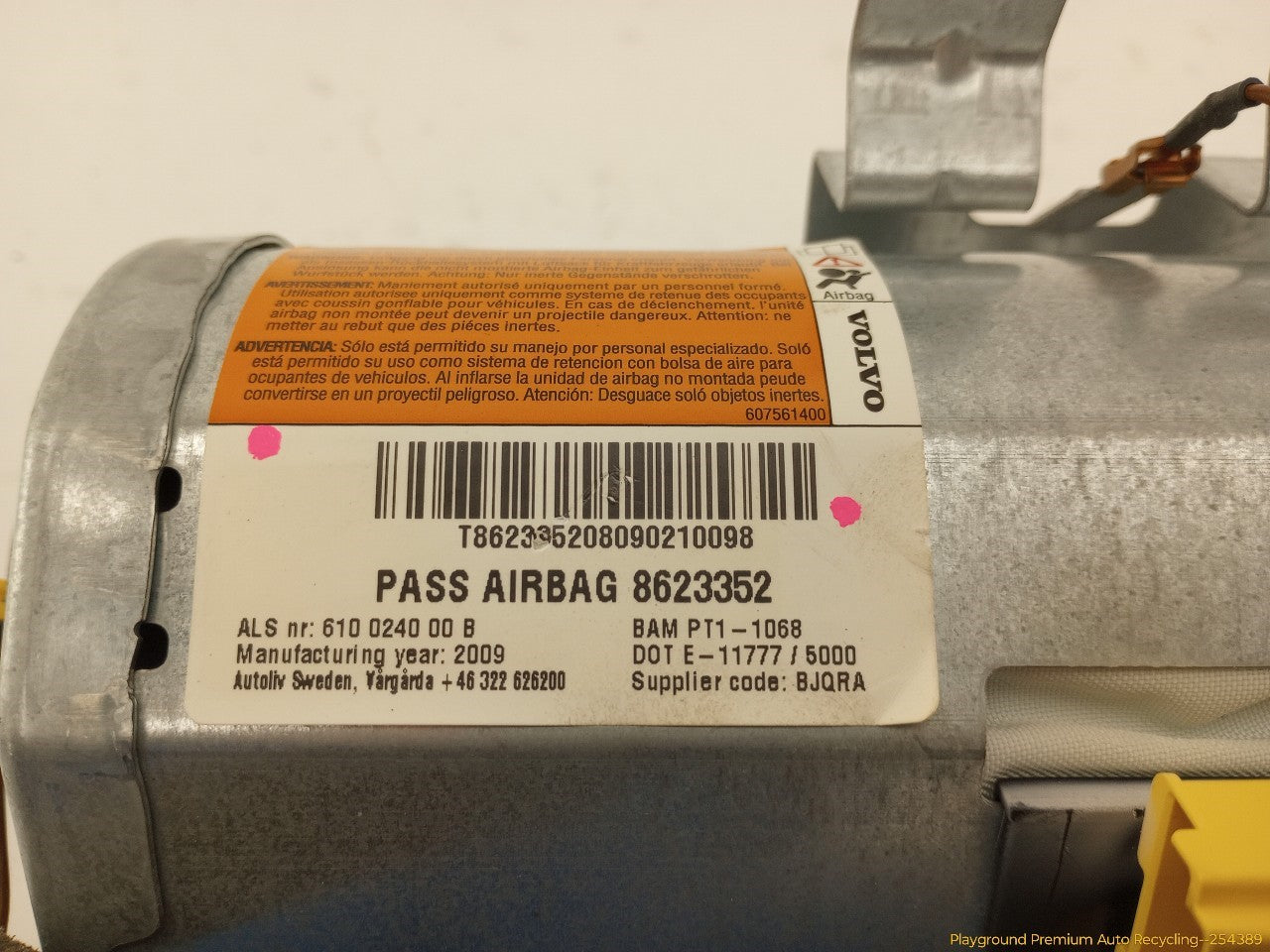 Volvo C30 Passenger Right Dashboard Airbag