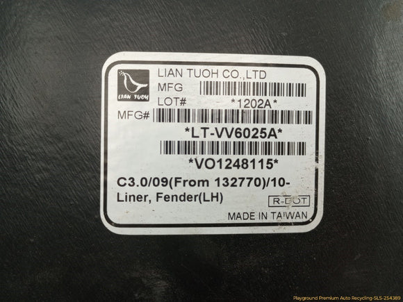 Volvo C30 Driver Left Front Inner Fender Liner