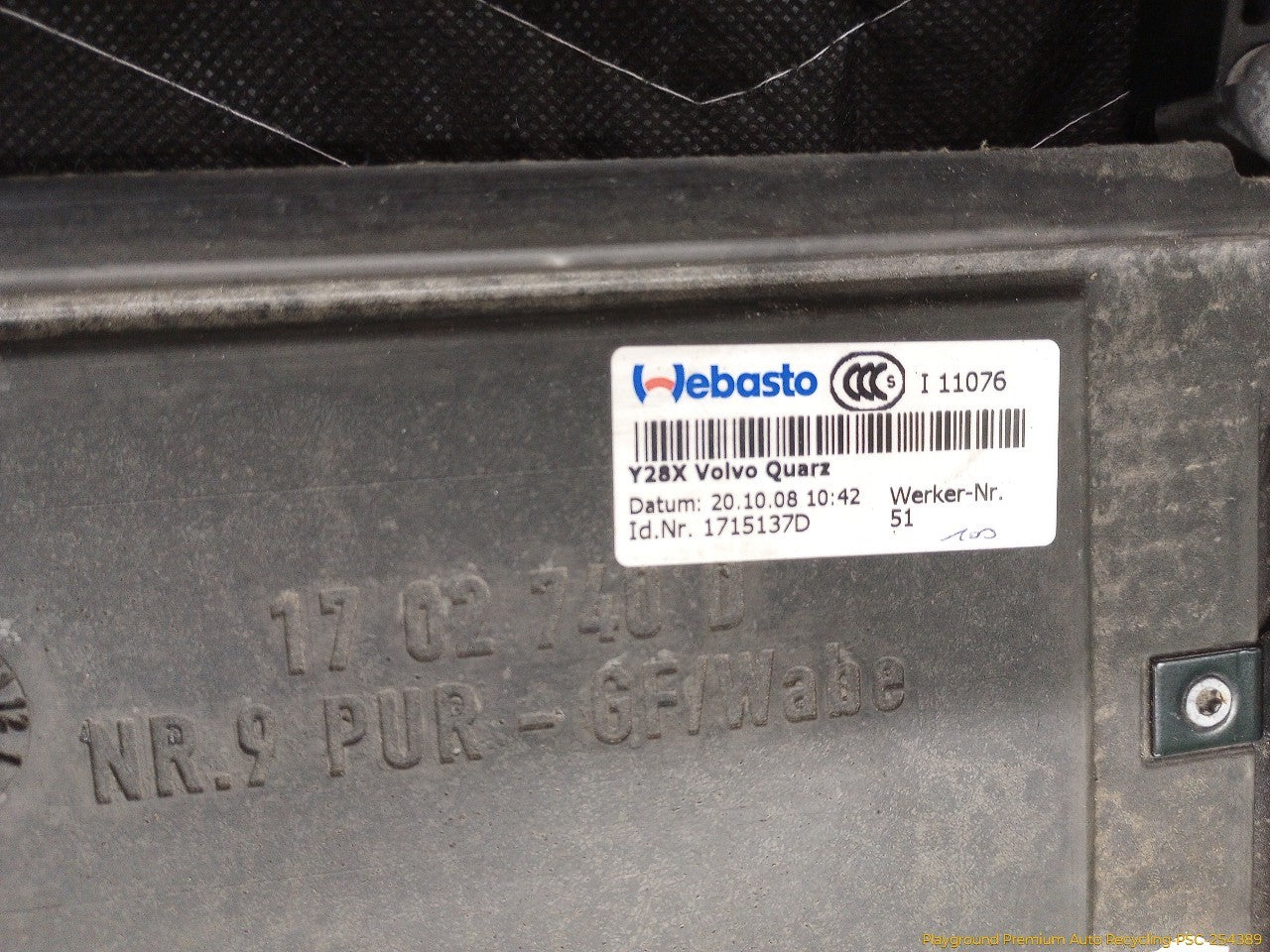 Volvo C30 Sunroof Panel Assembly