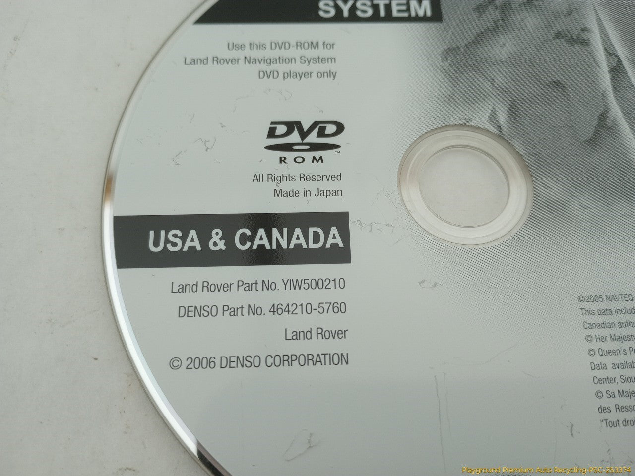 Land Rover LR3 Navigation System Disc