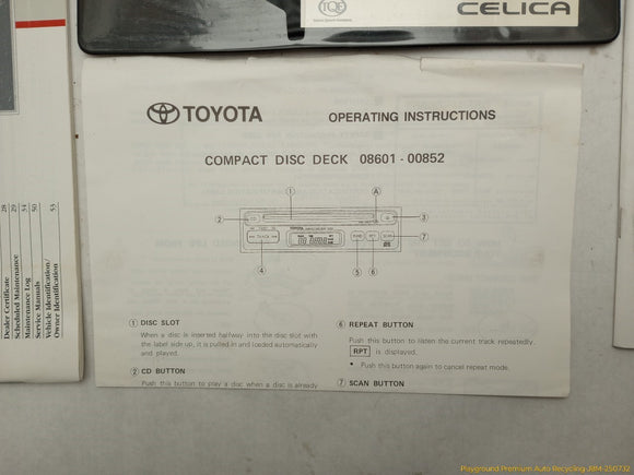 Toyota Celica Owners Manual Booklet